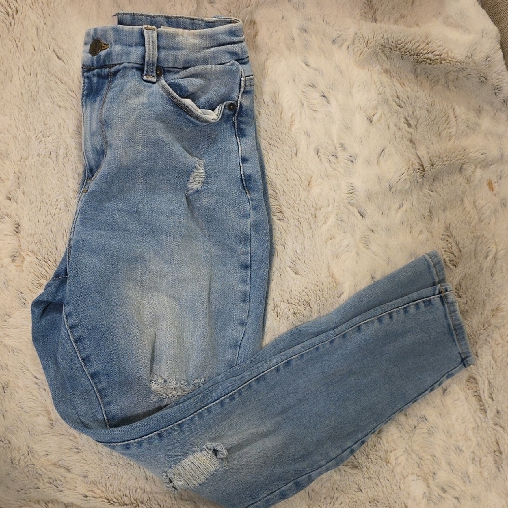True Craft Light Wash Jeggings with Distressed Details